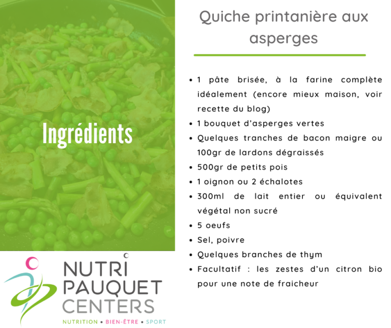 Quiche printanière aux asperges Nutri Pauquet Centers